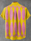 Vintage Pink Fishes Print Casual 100% Cotton Shirt
