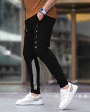 Men Printed Ankle Fit Cuffed Black Jogger