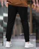 Men Printed Ankle Fit Cuffed Black Jogger