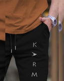 Men Printed Ankle Fit Cuffed Black Jogger