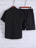Black Solid Design Mens Half Sleeves Cords Cotton Material