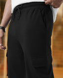 Mens Multi Pockets Plain Black Cargo Jogger