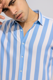 Slim Fit Striped Spread Collar Casual Shirt