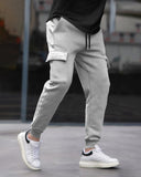 Mens Multi Pockets Plain Grey Cargo Jogger