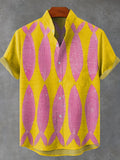 Vintage Pink Fishes Print Casual 100% Cotton Shirt