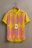 Vintage Pink Fishes Print Casual 100% Cotton Shirt